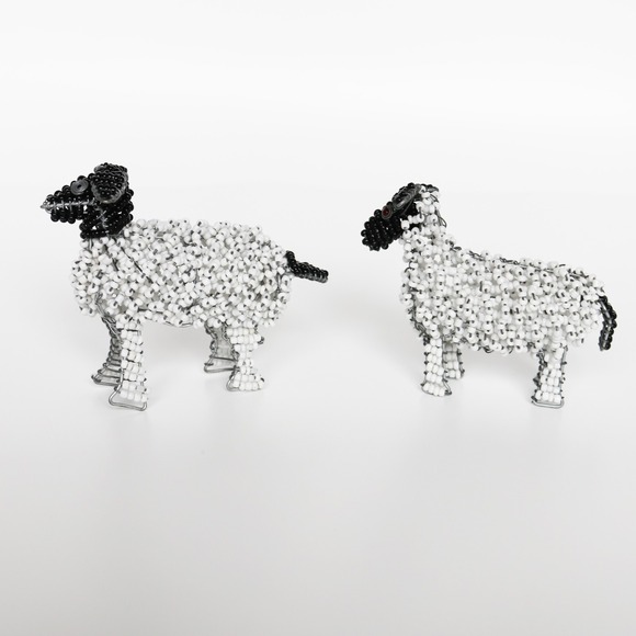 2 Handcrafted Beaded Wire‎ Sheep Farm Animals Beadworx Grassroots - Picture 5 of 13